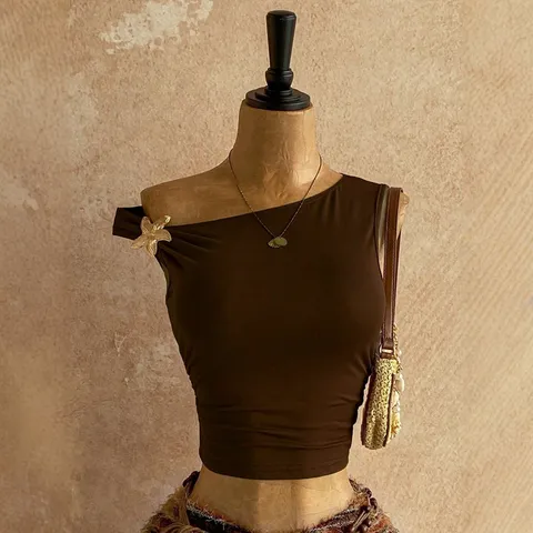 Donna Spalle Scoperte Corto Gilet Tinta Unita Vestibilità Aderente Casual Top Estate Moda Senza Maniche Streetwear Abbigliamento