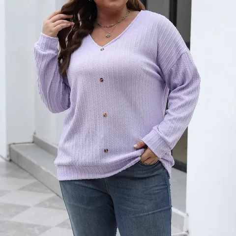 Women's Early Spring Fashion Vertical Stripe Knit Sweater V-Neck Long Sleeve Pullover Casual Top