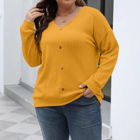 Women's Early Spring Fashion Vertical Stripe Knit Sweater V-Neck Long Sleeve Pullover Casual Top