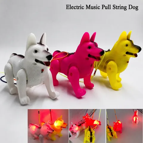 Children Electric Walking Puppy Toy Interactive Electronic Pet With Pulling Rope Glowing Music Toy For Kids Gift