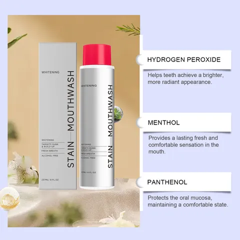 Whitening Stain Mouthwash Fresh Breath Oral Care Alcohol Free Portable Liquid Formula Daily Oral Cleaning Teeth Care