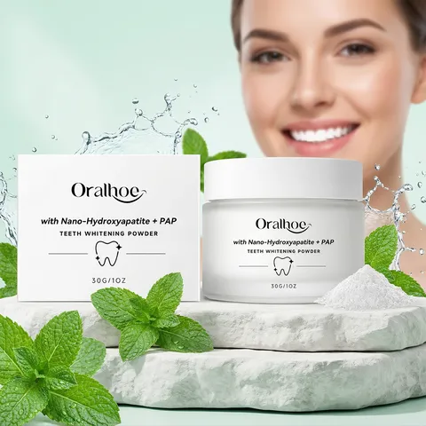 Oralhoe Teeth Whitening Powder Nano-Hydroxyapatite PAP Gentle Cleaning Tooth Care Powder Fresh Mint Breath Brightening