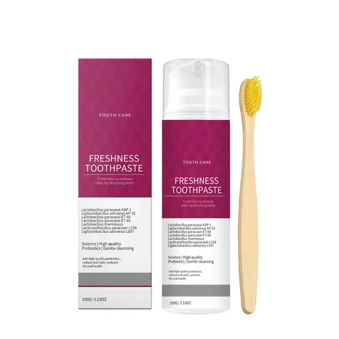Fresh Breath Stain Removal Toothpaste With Mint Extract Probiotic Formula Gentle Clean Oral Care Set With Toothbrush