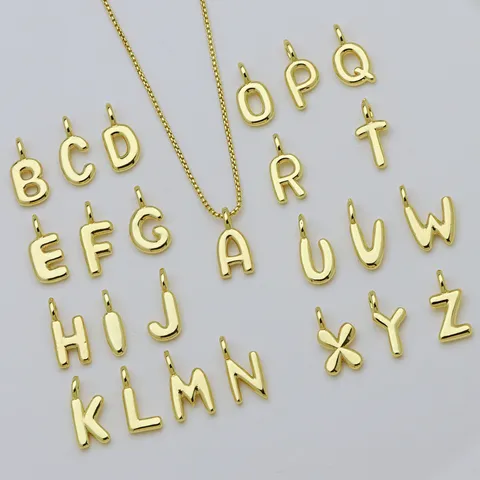 Hip-Hop 3D Ballon Blase Alphabet Anhänger Glänzend Gold Galvanisiertes Kupfer Englisches Initiale Buchstabe Charm Für DIY Halskette Herstellung