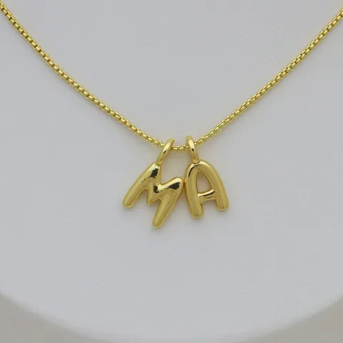 Hip-Hop 3D Ballon Blase Alphabet Anhänger Glänzend Gold Galvanisiertes Kupfer Englisches Initiale Buchstabe Charm Für DIY Halskette Herstellung