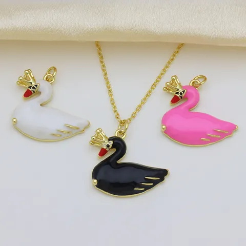 Fashion Copper 18K Gold Plated Enamel Swan Bull Head Pendant Only Without Chain Personalised Animal Style Charm Jewelry Gift For Women