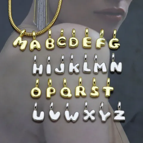 Ciondolo Lettera Inglese Palloncino Bubble Hip Hop Rame DIY Nome Ciondolo Solo Senza Catena Oro Argento Gioielli Accessorio