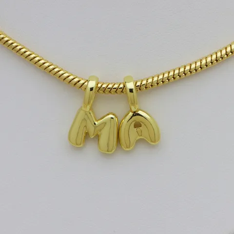 Ciondolo Lettera Inglese Palloncino Bubble Hip Hop Rame DIY Nome Ciondolo Solo Senza Catena Oro Argento Gioielli Accessorio