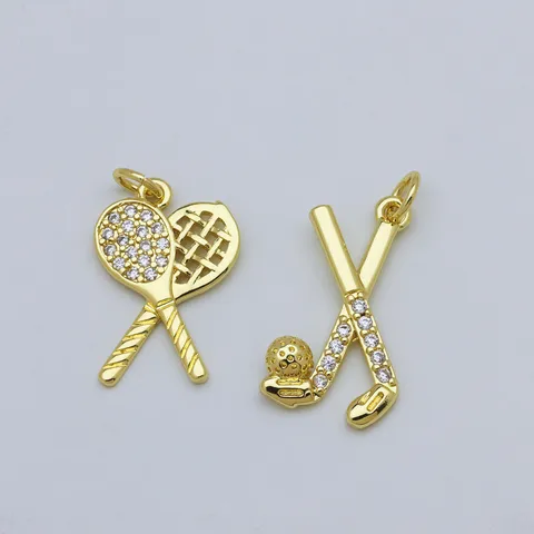 Copper Zirconia Artificial Pearl Sports Theme Pendant Only Heart Shield Football Tennis Golf Enamel Pendant For Men Women Jewelry