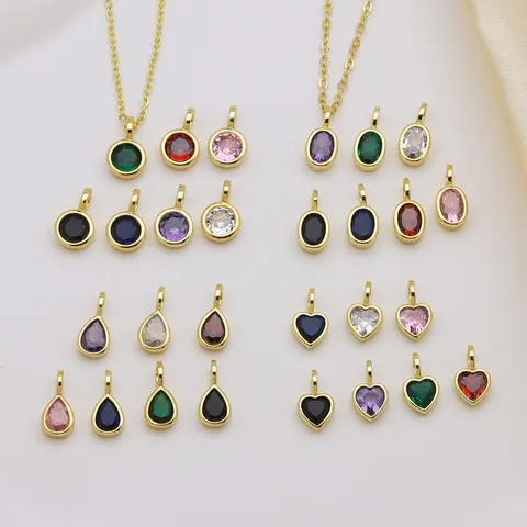 Niche Persoonlijkheid 18K Verguld Koper Zirconia Hart Ovaal Rond Traan Hanger Zonder Ketting Voor Vrouwen DIY Sieraden