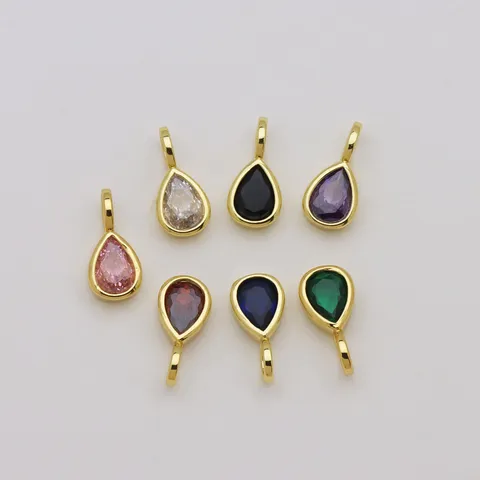 Niche Persoonlijkheid 18K Verguld Koper Zirconia Hart Ovaal Rond Traan Hanger Zonder Ketting Voor Vrouwen DIY Sieraden