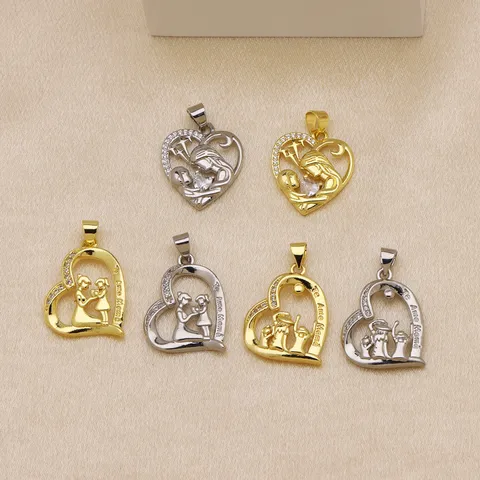 Heart Shaped Copper Zirconia Pendant For Women MOM Mama Letter Design Mother's Day Gift Jewelry Accessory No Chain