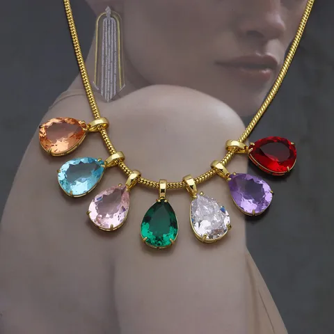Pendentif Seul Sans Chaîne en Cuivre Plaqué Or 18K Zirconia Goutte d'Eau pour Femme Bijoux de Mode Minimaliste