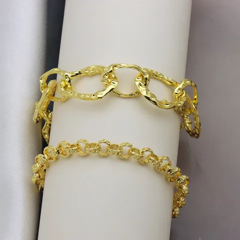 Western Bold Copper 18K Gold Plated Chunky Chain Bracelet For Women Individualist O-Link Geometric Hollow Out Statement Jewelry