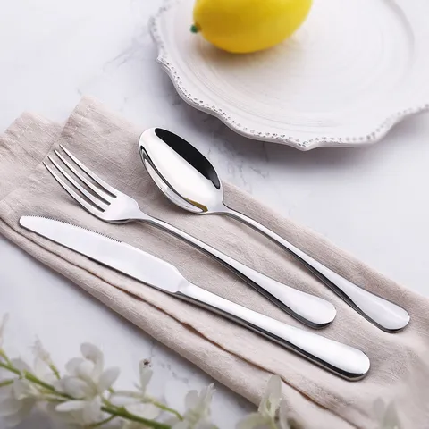 Set de Couverts en Acier Inoxydable Vaisselle Couteau Fourchette Cuillère Poli Miroir