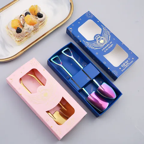 Creative Stainless Steel Shovel Spoon Dessert Ice Cream Watermelon Spoon Mirror Polished Cute Tableware Kitchen Tool