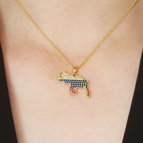 Luxury Copper Zirconia Venezuela Map Pendant For Women Gold Plated Jewelry Piece Pendant Only Without Chain Map Pendant