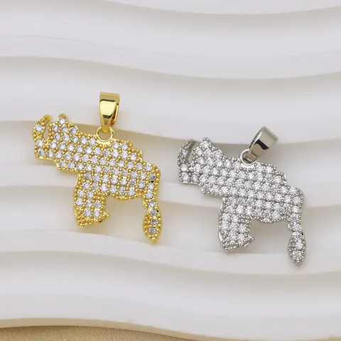 Luxury Copper Zirconia Venezuela Map Pendant For Women Gold Plated Jewelry Piece Pendant Only Without Chain Map Pendant