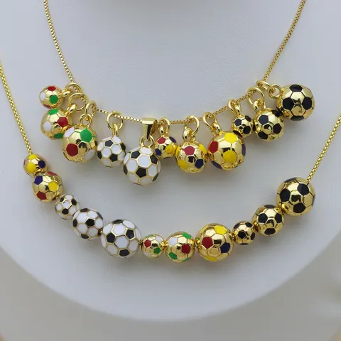 Solid Football Pendant Copper Enamel Sports Soccer Ball Accessories For Necklace Bracelet DIY Jewelry Finding Pendant Only