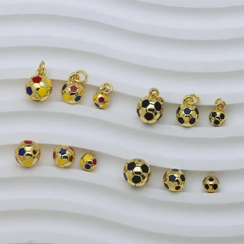 Solid Football Pendant Copper Enamel Sports Soccer Ball Accessories For Necklace Bracelet DIY Jewelry Finding Pendant Only