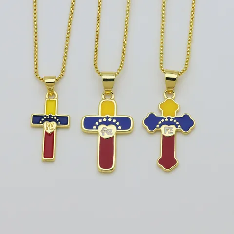 Trendy Koperen Emaille Kruis Hanger Nationale Vlag Sportshirt Hart Prinsessenjurk Stijl DIY Sieraden Accessoires Voor Ketting