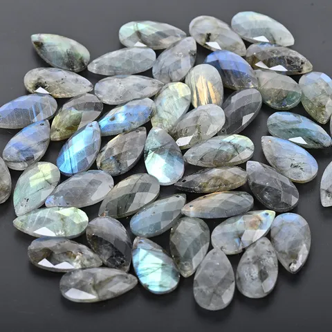 Ciondolo in Labradorite Naturale a Goccia Sfaccettato Cristallo Pietra di Luna Pendente per Fai da Te Collana Orecchini Fatto a Mano Gioielli Accessori