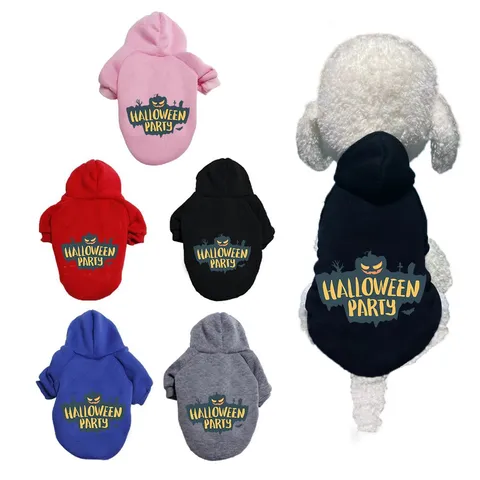 Halloween Pumpkin Bat Print Dog Hoodie Pet Casual Clothes Cute Puppy Sweatshirt Apparel Costume Party Outfit