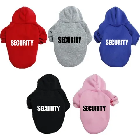 Pet Dog Hoodie Sweatshirt Small Medium Large Dogs Clothes Warm Fleece Security Letter Print Winter Apparel Puppy Costume