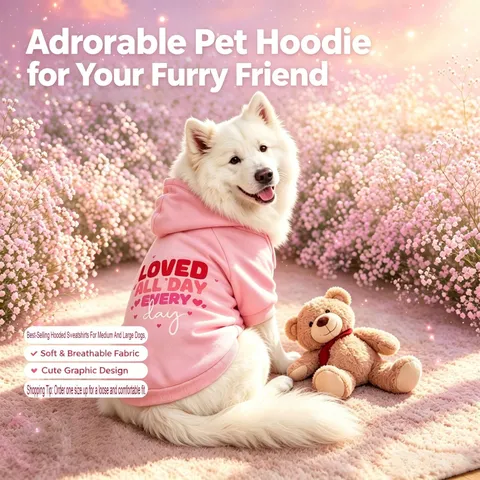 Large Dog Hoodie Fleece Sweatshirt Cute Letter Print Warm Winter Coat Pet Apparel For Medium And Large Dogs