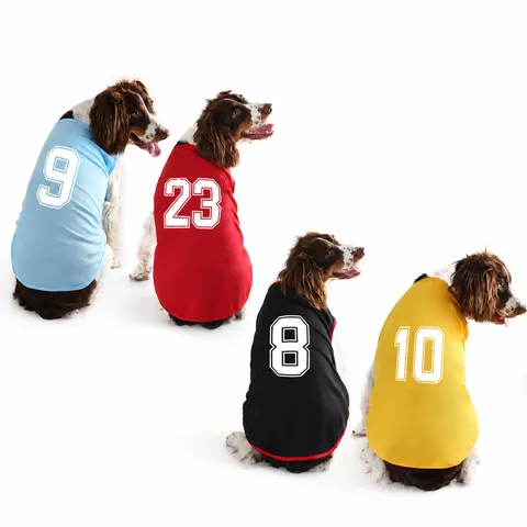 Breathable Mesh Pet Sports Jersey Summer Cooling Dog Clothes With Number Print Comfortable Polyester Dog Vest Pet Apparel