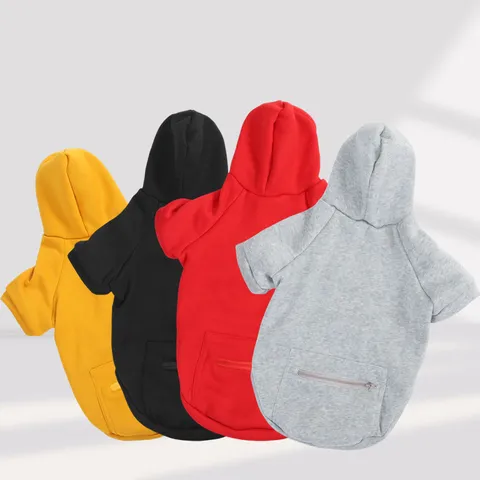 Pet Dog Hoodie Large Dog Clothes Warm Fleece Pullover with Pocket Adjustable Hood