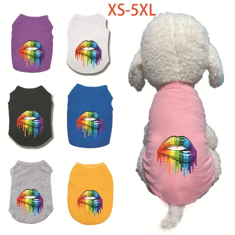 Huisdier Honden Vest Katoen Ademend Zomer Kleding Kleurrijke Lippen Print Puppy Tank Top Voor Kleine Middelgrote Honden
