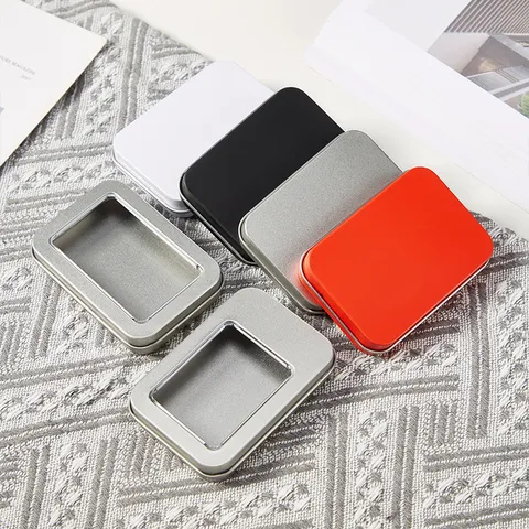 Rechteckige Mattierte Weißblech Aufbewahrungsbox Mini Metall Etui Tragbarer Blechbehälter Mit Deckel Für Haarnadeln Schmuck