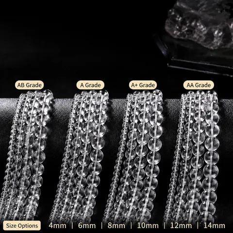 Natural Clear Quartz Round Beads For DIY Jewelry Making Polished Crystal Loose Beads For Bracelet Necklace Making Women Men Gift