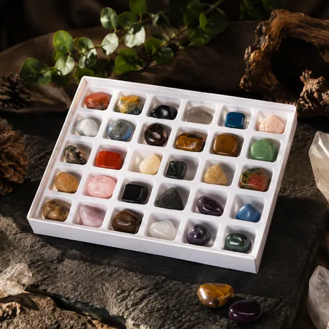 Natural Crystal Ore Specimen Box Semi-Precious Stone Mineral Collection Box For Children Educational Science Gift Rock Minerals Geology Kit