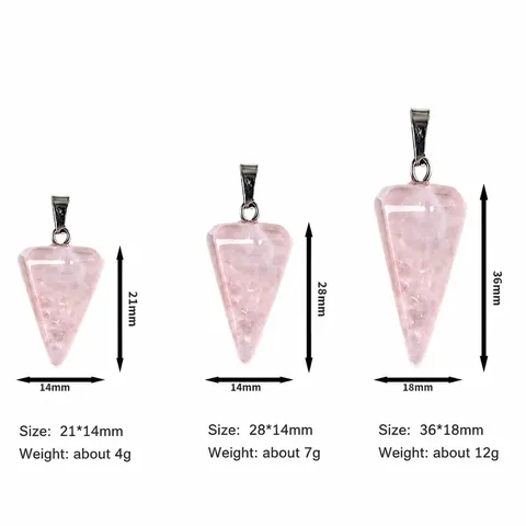 Natural Crystal Pendulum Pendant Faceted Single Point Energy Stone Amethyst Rose Quartz Healing Hexagonal Point Crystal Pendant Jewelry