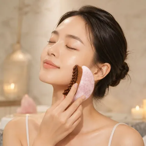 Spazzola per Massaggio Linfatico in Pietra Naturale Strumento di Bellezza Gua Sha Spazzola per Massaggio Lifting Facciale Cura della Pelle SPA