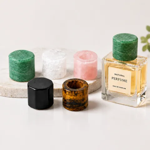 Natuurlijk Kristal Parfümflesdop Cilinder Steen Aromatherapie Fles Accessoire Gepolijst Kwartsteen Deksel Home Decor