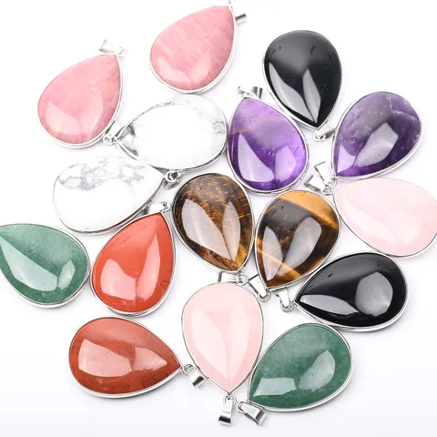 Natürlicher Kristall Rohstein Großer Tränenform Anhänger Kette Vergoldetes Kupfer Kantenwicklung Wassertropfen Quarz Schmuck Kette Für Unisex Geschenk