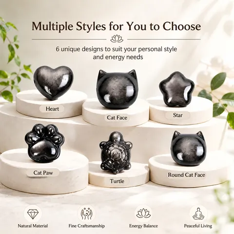 Natural Silver Sheen Obsidian Beaded Bracelet Heart Cat Paw Star Shape Elastic Hand String Jewelry For Women Men Gift