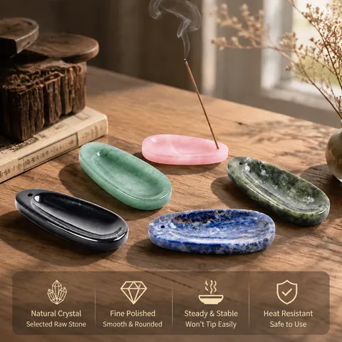 Natural Crystal Incense Holder Base Raw Stone Stick Tray Modern Home Aromatherapy Ornament Delicate Quartz Quartz Mineral Incense Burner Stand