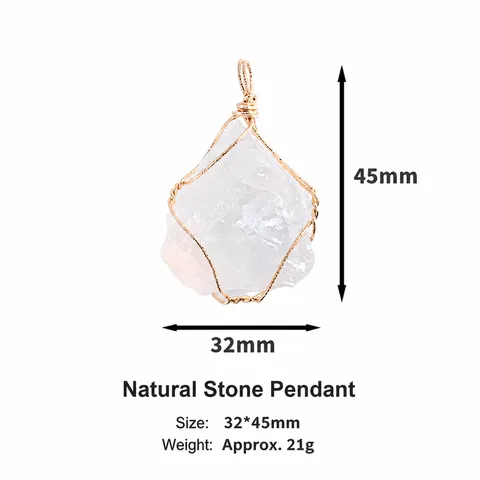 Natural Crystal Raw Stone Pendant Necklace Handmade Wire Wrapped Irregular Gemstone Healing Crystal Jewelry Gift For Women