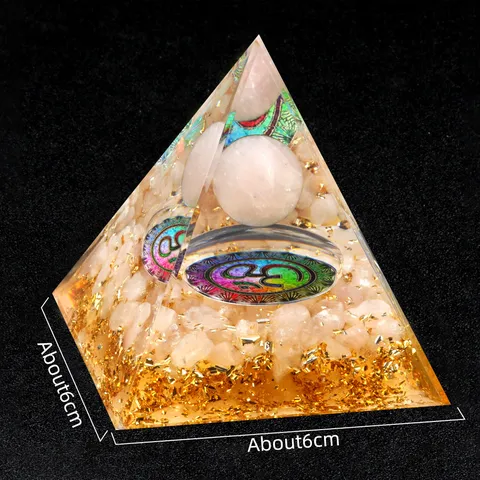 Natürlicher Rosenquarz Kristallsplitter Orgon Pyramide Harz Ornament Heilenergie Stein Für Haus Büro Schreibtisch Dekor Geschenk