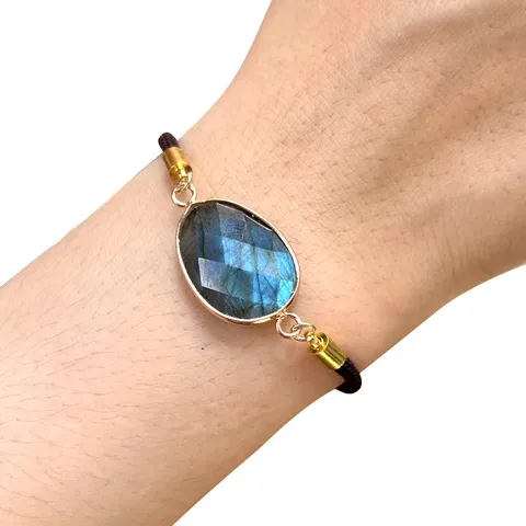 Natural Amethyst Irregular Faceted Gemstone Bracelet Hand-Woven Adjustable Rope Chain Bracelet Jewelry Gift For Women