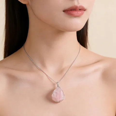 Collana con Ciondolo in Pietra Grezza di Cristallo Naturale Fatta a Mano Filo Avvolto Gemma Irregolare Gioielli in Cristallo Curativo Regalo per Donne