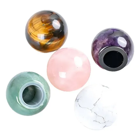 Tappo per Flacone di Profumo in Sfera di Cristallo Naturale Ametista Lucida Quarzo Rosa Accessorio per Aromaterapia Coperchio di Ricambio in Pietra Grezza per Arredamento Casa