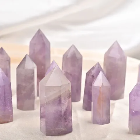 Pilar de Cristal de Amatista Púrpura Natural Prisma Hexagonal Punta Única Cuarzo Pulido Adorno de Piedra Preciosa para Hogar