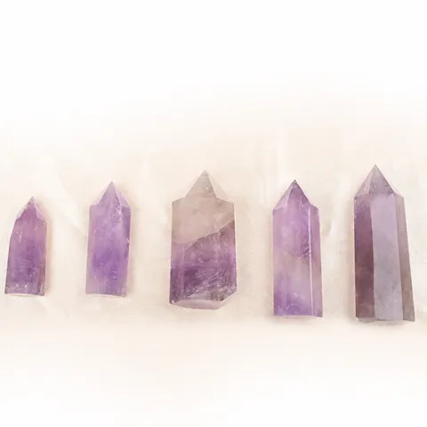 Pilar de Cristal de Amatista Púrpura Natural Prisma Hexagonal Punta Única Cuarzo Pulido Adorno de Piedra Preciosa para Hogar