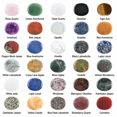 Natural Crystal Agate Worry Stone Oval Polished Palm Stone Energy Stone For Office Decor Relaxation Meditation Healing Gemstone