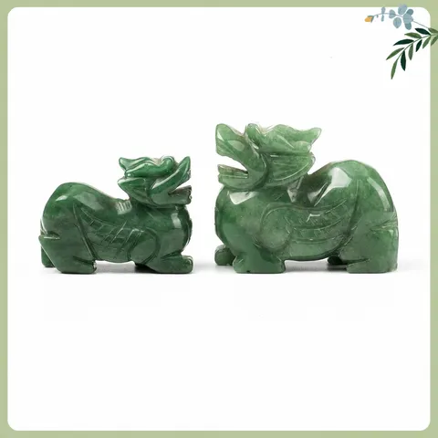 Paire De Statues En Aventurine Verte Naturelle Pixiu Sculpture En Pierre De Cristal Pixiu Richesse Feng Shui Ornement Pour Décoration De Bureau Maison Cadeau